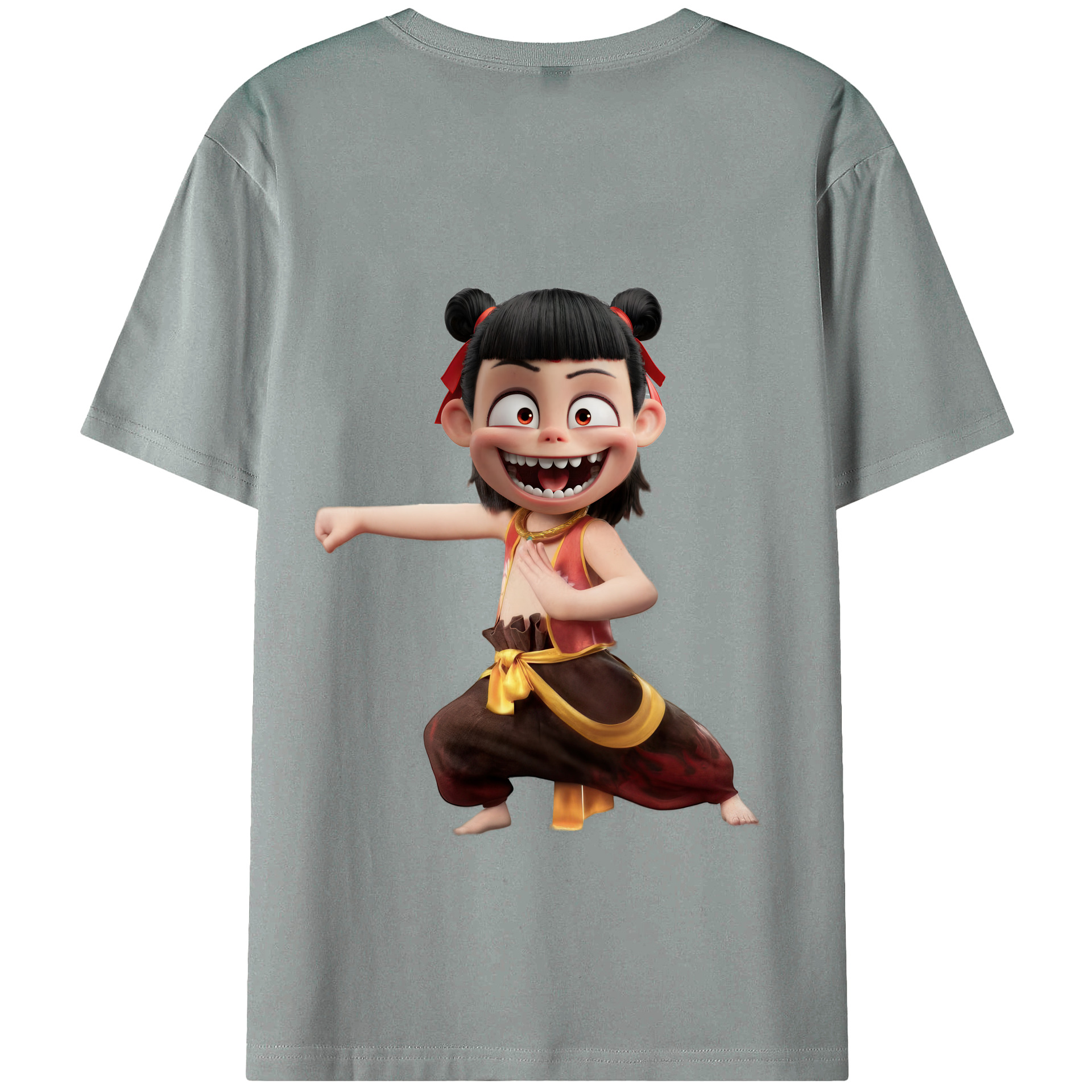 （画像用） Ne Zha 2 ナタ 魔童の大暴れ 綿100％ メンズ半袖Tシャツ（バックプリント） 通気性